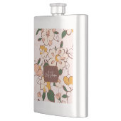Vintage Blumenmuster mit individuellem Namen Flachmann (Links)