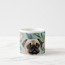 Vintage-Blumenmuster mit Mops-Motiv Hübscher botan