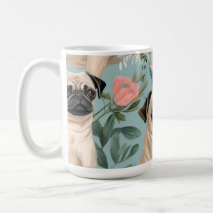 Vintage-Blumenmuster mit Mops-Motiv Hübscher botan Kaffeetasse