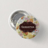 Vintage-Blumenmuster mit persönlicher Note Button (Vorne & Hinten)