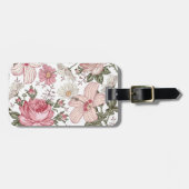 Vintage-Blumenmuster mit Rosen Gepäckanhänger (Vorderseite horizontal)