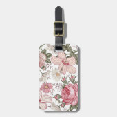 Vintage-Blumenmuster mit Rosen Gepäckanhänger (Vorderseite vertikal)