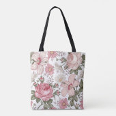 Vintage-Blumenmuster mit Rosen Tasche (Rückseite)