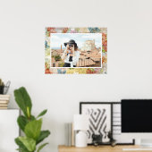 Vintage-Blumenmuster mit St distressed-Effekt nach Poster (Heimbüro)