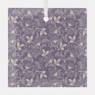 Vintage Blumenmuster mit wirbelnden Reben Ornament Aus Glas