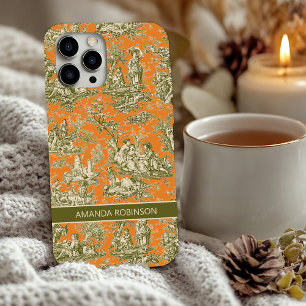 Vintage-Blumenmuster Olivenorange Toile de Jouy  iPhone 16 Hülle