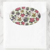Vintage Blumenmuster Ovaler Aufkleber (Tasche)