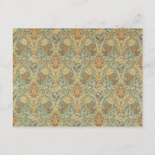 Vintage-Blumenmuster Paisley Cyan Grün Gelb Postkarte