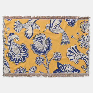 Vintage-Blumenmuster Paisley Vögel Decke