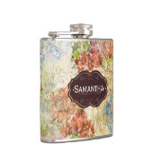 Vintage-Blumenmuster personalisiert mit distressed Flachmann (Rechts)