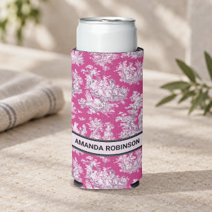 Vintage Blumenmuster rosa Magenta Toile de Jouy Mo Selters Dosenkühler