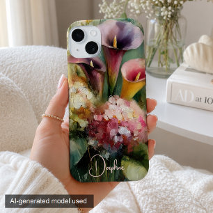Vintage Blumenmuster Rosa und Lila Personalisiert Case-Mate iPhone Hülle
