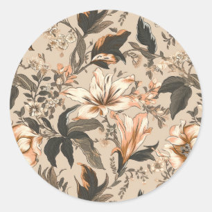 Vintage-Blumenmuster-Rundaufkleber Runder Aufkleber