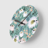 Vintage Blumenmuster Runde Wanduhr (Winkel)