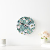 Vintage Blumenmuster Runde Wanduhr (Zuhause)