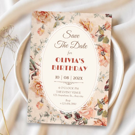 Vintage Blumenmuster  Save The Date