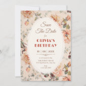 Vintage Blumenmuster  Save The Date (Vorderseite)