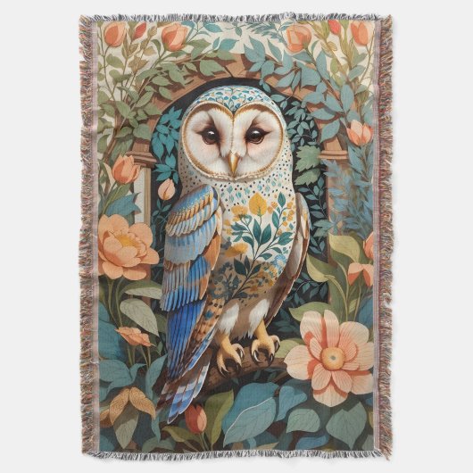 Vintage Blumenmuster Schleiereule Decke (Vorderseite Vertikal)