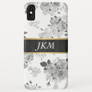 Vintage-Blumenmuster Schwarz und Weiß Case-Mate iPhone Hülle