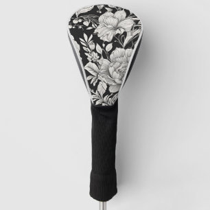 Vintage-Blumenmuster Schwarz-Weiß-Klassiker Golf Headcover