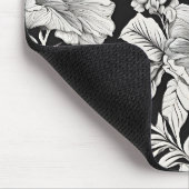 Vintage Blumenmuster Schwarz-Weiß Klassiker Mousepad (Ecke)