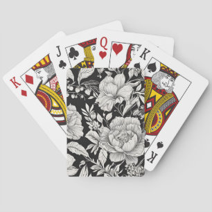 Vintage-Blumenmuster Schwarz-Weiß-Klassiker Spielkarten