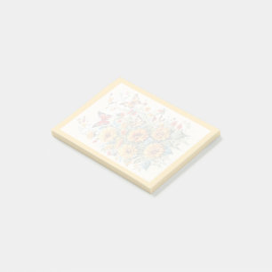 Vintage Blumenmuster Sonnenblume & Schmetterlinge Post-it Klebezettel