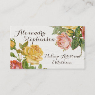 Vintage Blumenmuster Weiße Rose Schönheitssalon Mo Visitenkarte