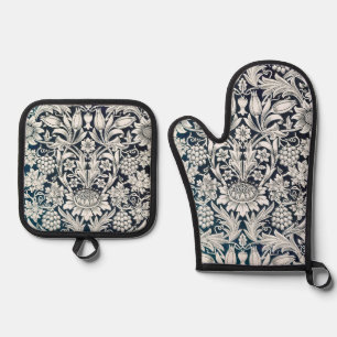 Vintage-Blumenmuster, William Morris Ofenhandschuh & Topflappen-Set