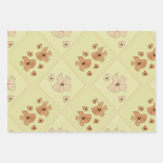 Vintage-Blumenmuster-Wrap-Papierbögen Geschenkpapier Set (Vorderseite)