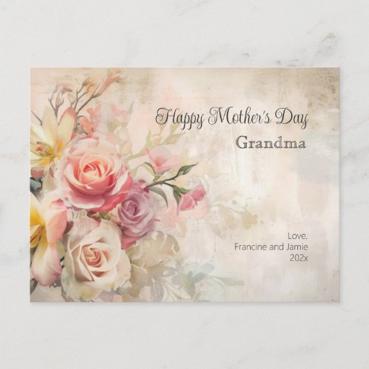 Vintage Blumenmutter Muttertag Postkarte (Vorderseite)