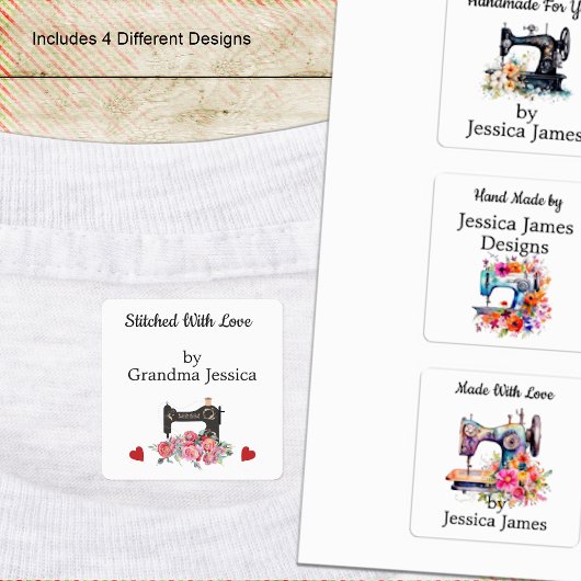 Vintage Blumennähmaschine Etiketten