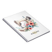 Vintage Blumennähmaschine Mit Monogramm Notizblock (Rechte Seite)