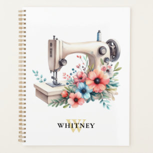 Vintage Blumennähmaschine Mit Monogramm Planer