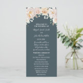 Vintage Blumennavblau Hochzeitsprogramm Programm (Stehend Vorderseite)