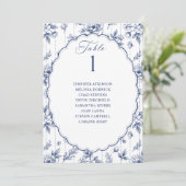 Vintage Blumennavyblauer Hochzeitssitzplan (Stehend Vorderseite)