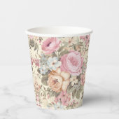 Vintage Blumenpapiergruppen Pappbecher (Vorderseite)