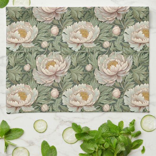 Vintage Blumenpeere Gemustert Geschirrtuch (Gefaltet)