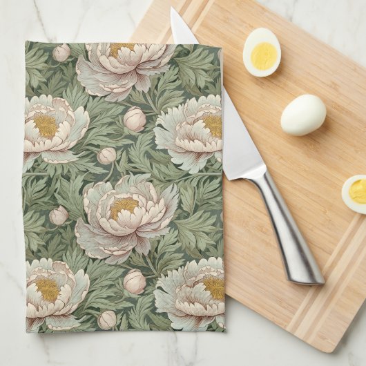 Vintage Blumenpeere Gemustert Geschirrtuch (Viertel Falte)