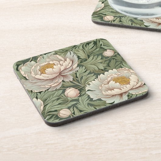 Vintage Blumenpeere Gemustert Getränkeuntersetzer (Linke Seite)