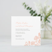 Vintage Blumenpfirsichfeier Rose Hochzeit am Spitz Einladung (Stehend Vorderseite)