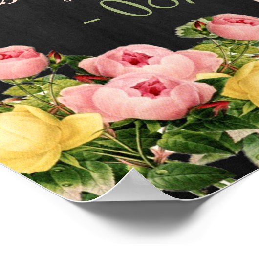 Vintage Blumenplatte Hochzeitszeichen Probe Poster (Ecke)