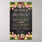 Vintage Blumenplatte Hochzeitszeichen Probe Poster (Vorne)