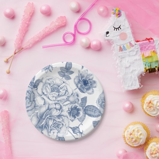 Vintage Blumenplatte Pappteller (Party)