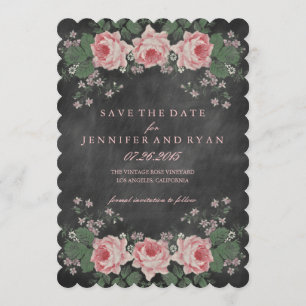 Vintage Blumenplatte Save the Date Rose