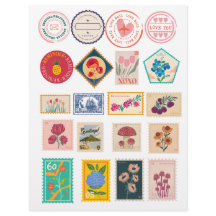 Vintage Blumenpostage-Briefmarke und Liebe-Poststi