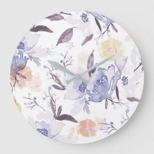 Vintage-Blumenprint 1 Große Wanduhr