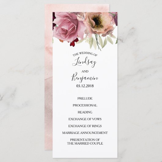 Vintage Blumenprogramme Programm (Vorne/Hinten)