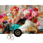 Vintage Blumenradfahrerin Dekoupage Seidenpapier