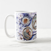 Vintage-Blumenrahmen-Collage mit sanftem Lavendel Kaffeetasse (Links)
